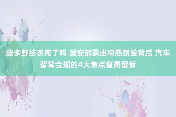 波多野结衣死了吗 国安部露出积恶测绘背后 汽车智驾合规的4大焦点值得留情