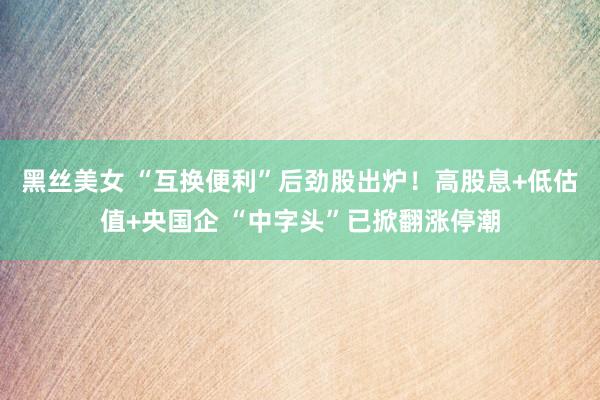 黑丝美女 “互换便利”后劲股出炉！高股息+低估值+央国企 “中字头”已掀翻涨停潮