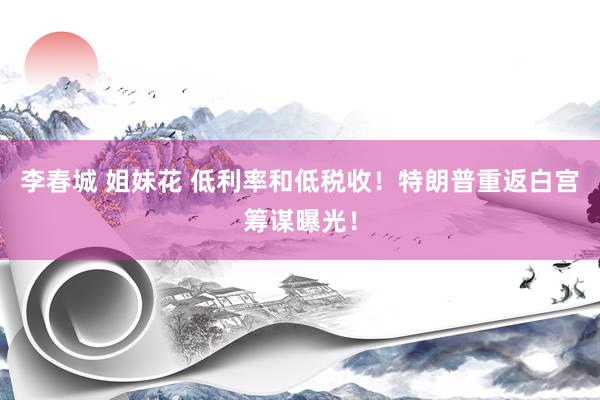 李春城 姐妹花 低利率和低税收！特朗普重返白宫筹谋曝光！